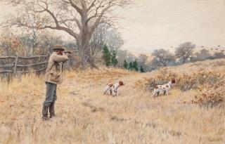 Appraisal: Arthur Burdett Frost Quail - A Covey Rise signed A