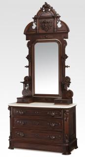 Appraisal: th c rosewood marble top chest with mirror h American