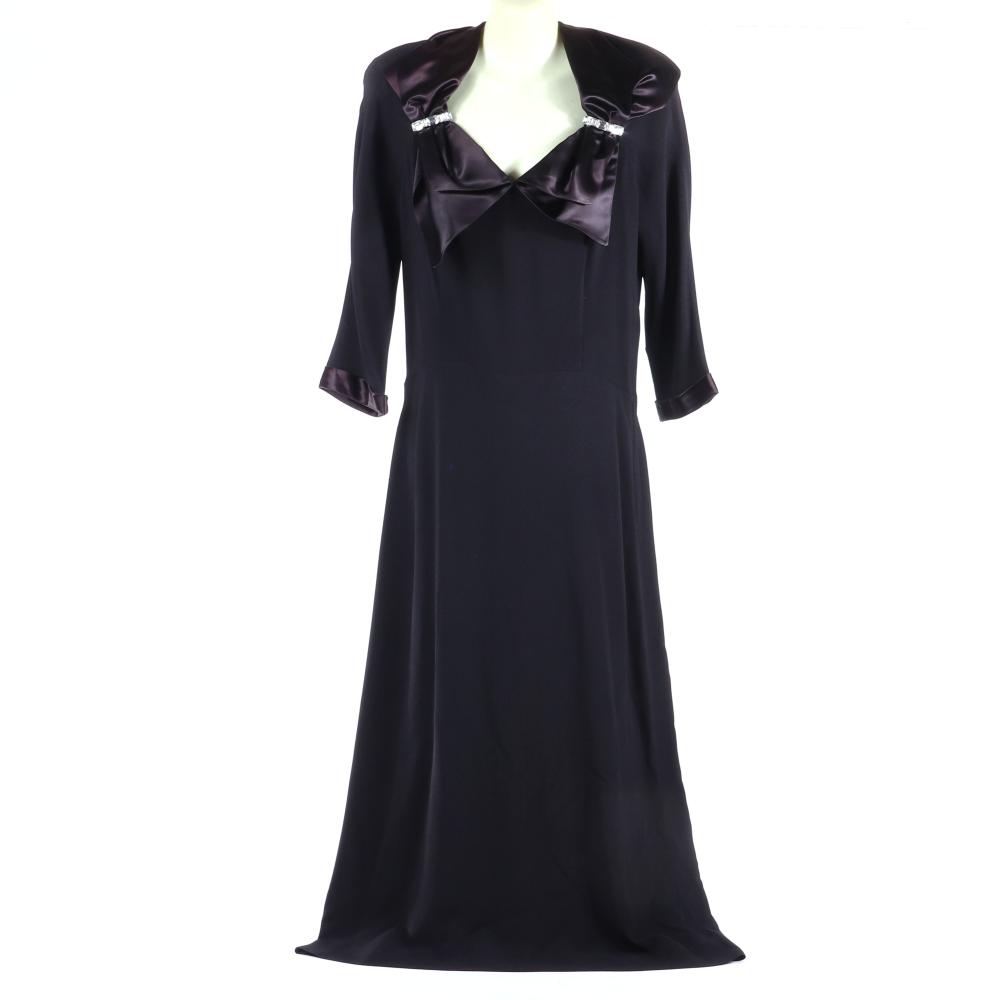 Appraisal: Eisenberg Originals black rayon crepe dress with black satin bow