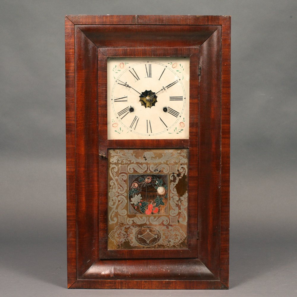 Appraisal: Mahogany Veneered Ogee Clock Forestville Clock Company Forestville Connecticut with