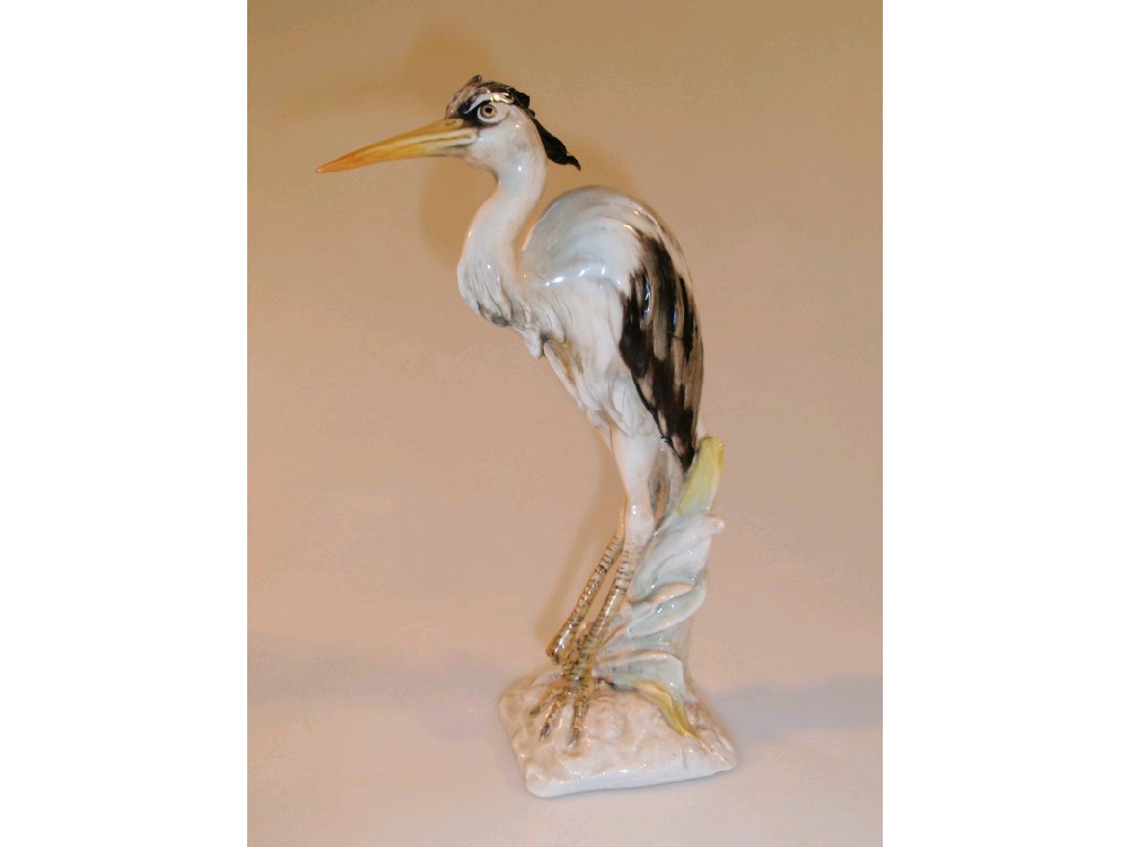 Appraisal: A Cacciapuoti figure of a standing heron cm high