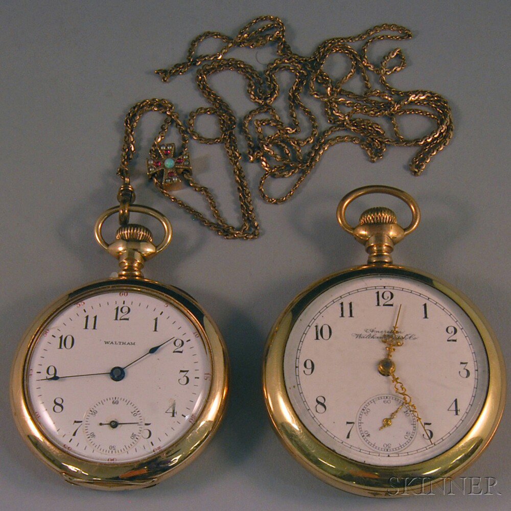 Appraisal: Two Waltham Gold-filled Open-face Pocket Watches one on antique gold-filled