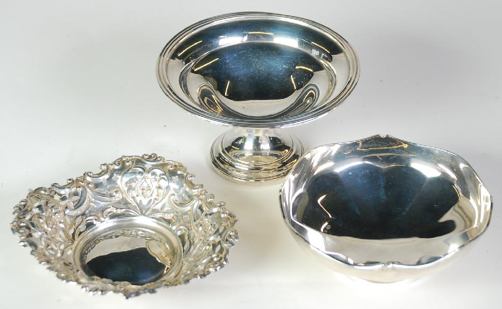 Appraisal: THREE EDWARD VII AND LATER SILVER BON BON DISHES comprising