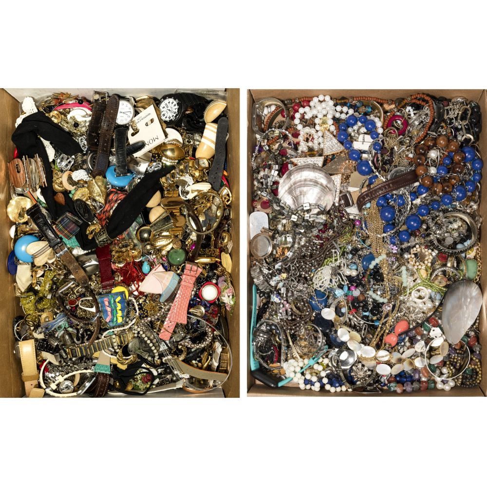 Appraisal: COSTUME JEWELRY AND WRISTWATCH ASSORTMENTApproximately pounds of necklaces bracelets pins