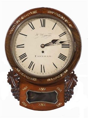 Appraisal: A VICTORIAN ROSEWOOD AND MOTHER OF PEARL INLAID WALL CLOCK