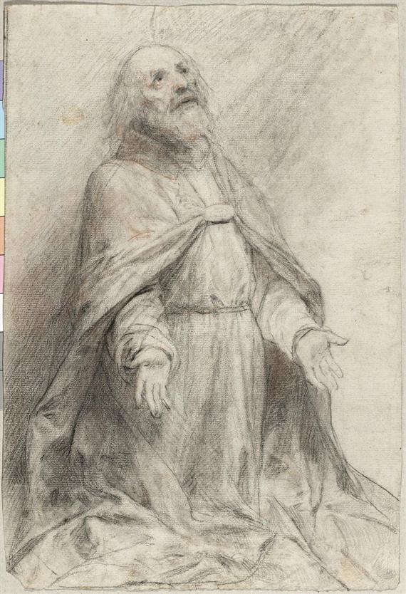 Appraisal: ITALIAN SCHOOL TH CENTURY Old man kneeling in a gesture