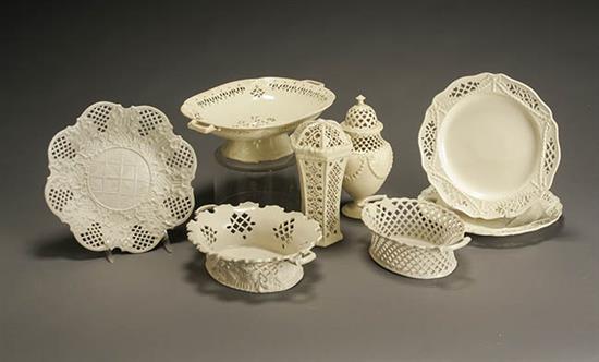 Appraisal: Group of English Reticulated Creamware and Salt Glazed Stoneware Articles