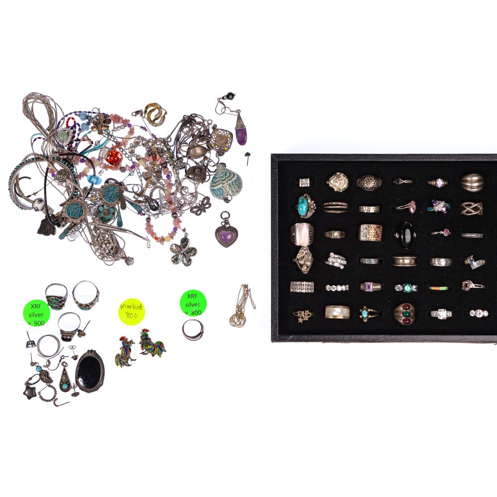 Appraisal: STERLING SILVER AND EUROPEAN SILVER JEWELRY ASSORTMENTIncluding necklaces pins bracelets