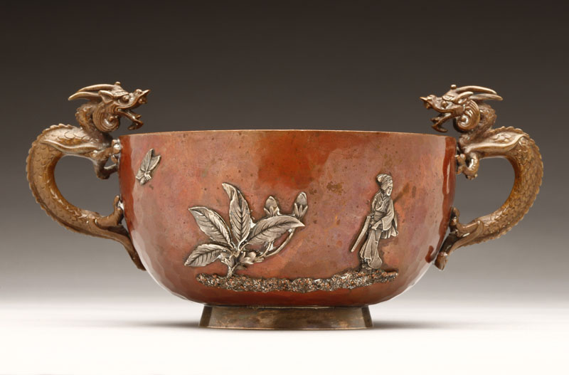 Appraisal: A Gorham 'Japonaise' bronze copper and silver mixed metal two-handled