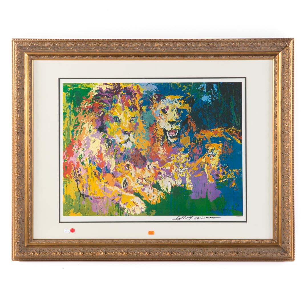 Appraisal: After Leroy Neiman Lion's Pride poster printed signature lr framed