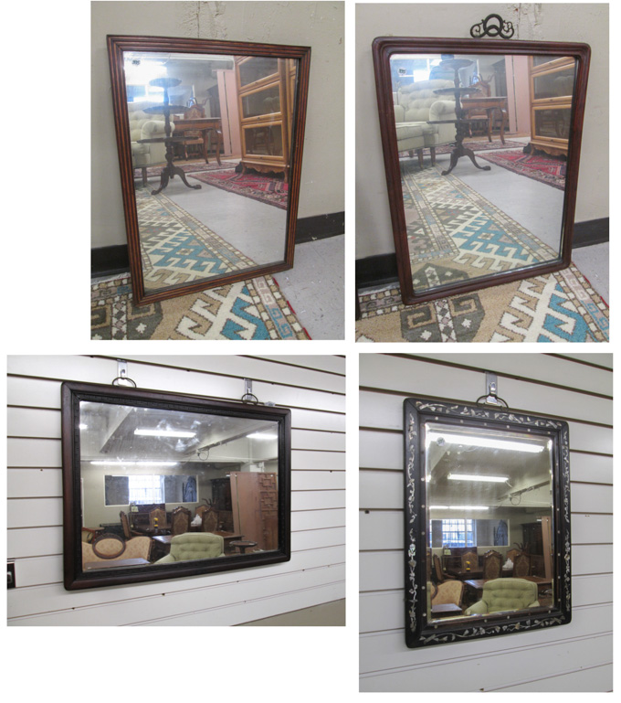 Appraisal: FOUR CHINESE WALL MIRRORS rectangular form in hardwood frames Heights