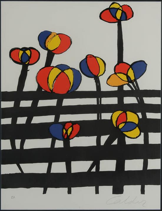 Appraisal: Alexander Calder American - Flowers on a Fence Lithograph in