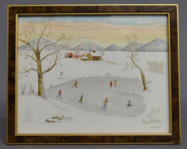 Appraisal: Watercolor ''A Day Of Country Fun'' by noted folk artist