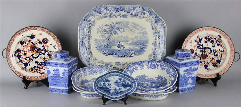 Appraisal: GROUP OF ENGLISH POTTERY AND PORCELAIN including graduated platters shaped