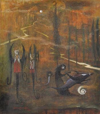 Appraisal: A Painting Signed Leonora Carrington Oil on canvas with the