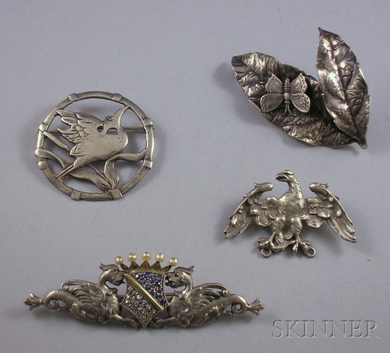 Appraisal: Four Sterling Silver Brooches