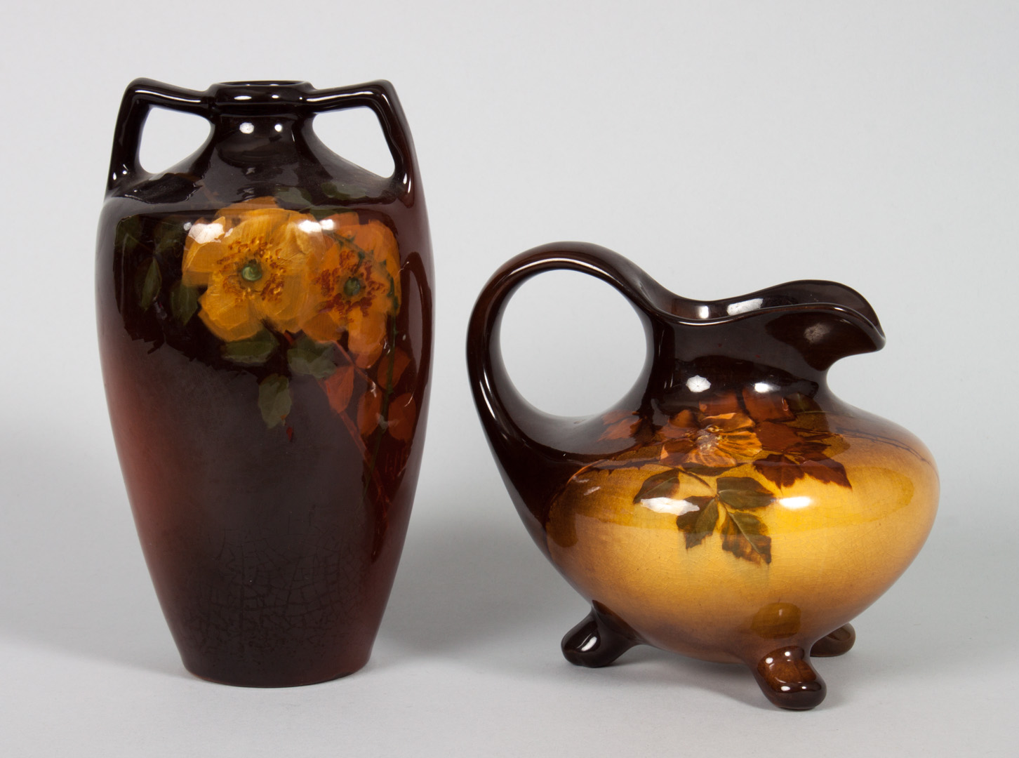 Appraisal: Two Weller standard glazed art pottery objects first quarter- th