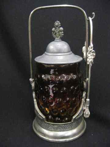 Appraisal: Victorian Pickle Castor amberina glass insert with raised ball designs