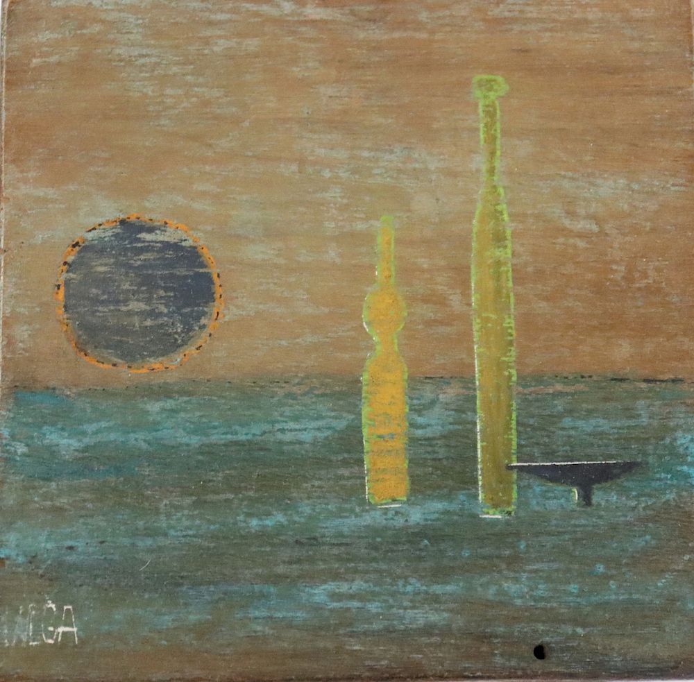 Appraisal: LAVEGA Abstract Signed Oil On Panel From a Westchester storage