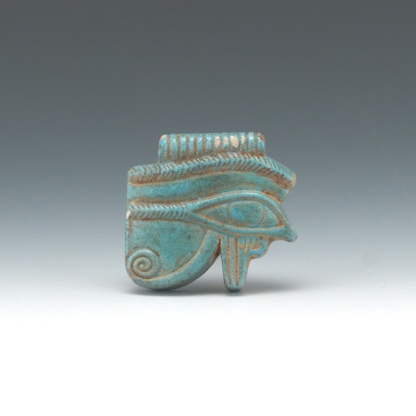 Appraisal: EGYPTIAN FAIENCE EYE OF HORUS AMULET x Egyptian Eye faience