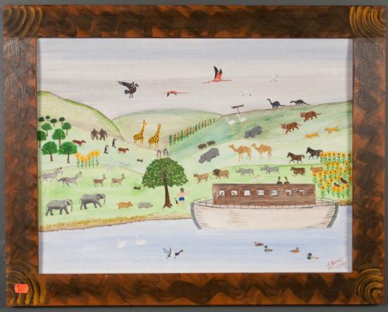 Appraisal: J Burns McCloskey American th century Noah's Ark oil on