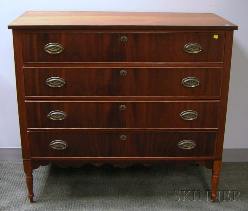 Appraisal: Federal Cherry and Mahogany Veneer Four-Drawer Bureau ht wd in