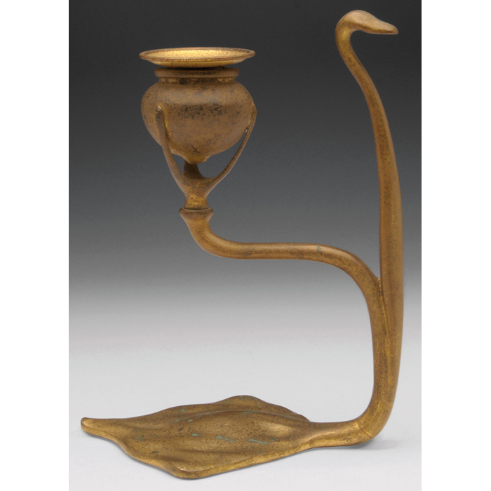 Appraisal: Tiffany Studios chamber stick bronze with an original gold dore