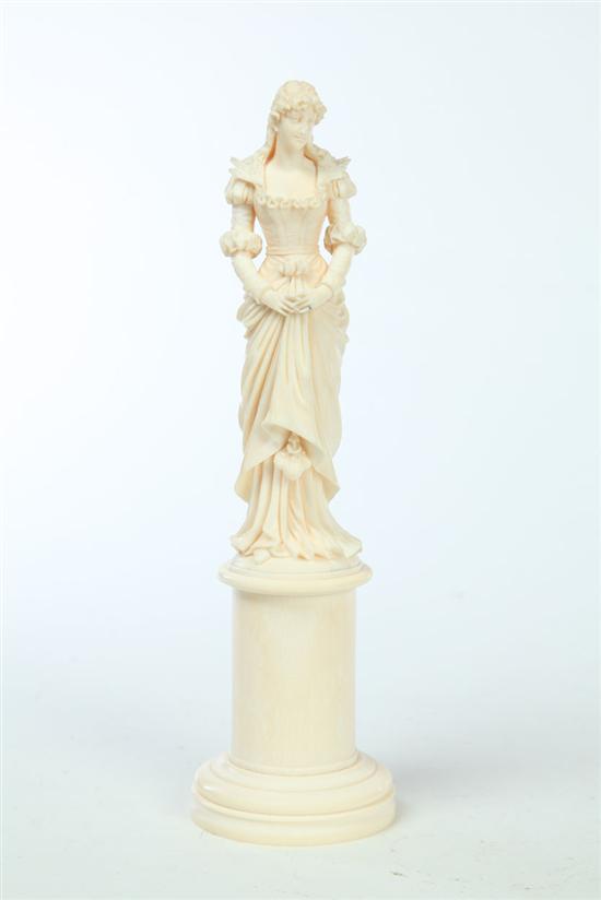 Appraisal: IVORY CARVING OF A WOMAN France late th century Nicely