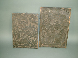 Appraisal: A wooden printing block depicting the Annunciation size x cm