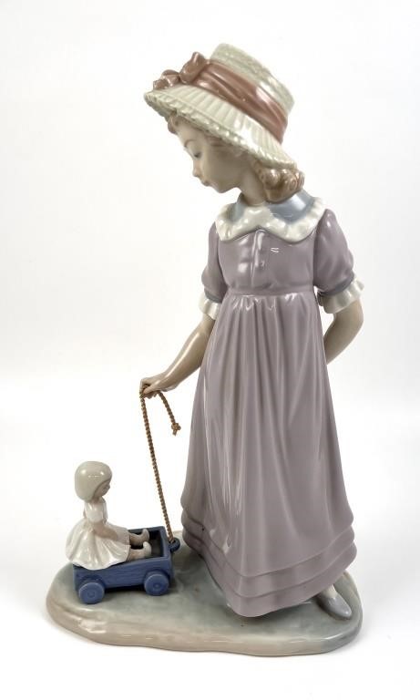 Appraisal: Retired Lladro gloss porcelain figurine of girl pulling a doll