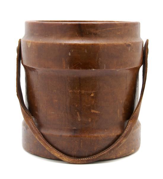 Appraisal: Late Georgian Leather Peat Bucket early th century of cylindrical