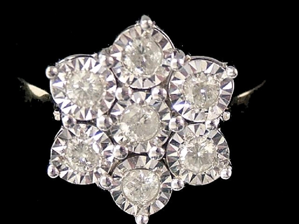 Appraisal: ct seven stone diamond floral cluster ring with white gold