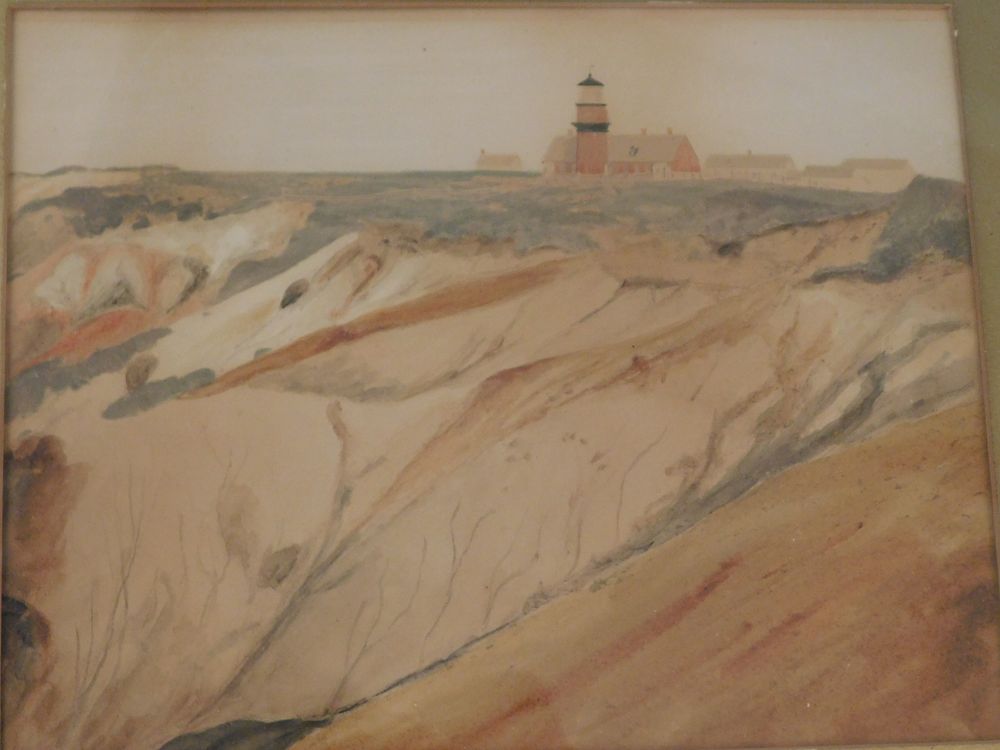 Appraisal: GAY HEAD LIGHTHOUSE PAINTING Old watercolor painting depicting lighthouse and