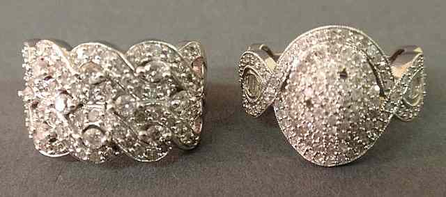 Appraisal: Two ladies diamond rings- k wg dinner ring MDJ encrusted