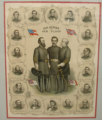 Appraisal: Chromolithographic print titled Our Heroes and Our Flags copyright by