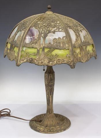 Appraisal: American slag glass table lamp attributed to Miller Lamp Company