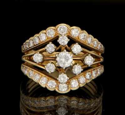 Appraisal: A Ladies' Gold and Diamond Ring k yellow gold ring