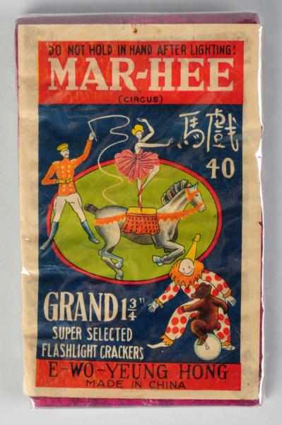 Appraisal: Mar-Hee Circus -Pack Firecrackers Class Manufactured by E-Wo-Yeun-Hong Logo crackers