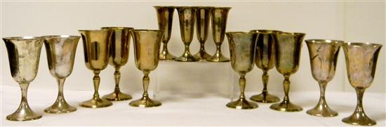 Appraisal: STERLING Six MHF goblets '' h monogrammed four Gorham goblets