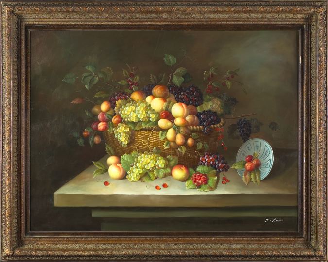 Appraisal: Continental School st Century Still Life with Fruit in Basket