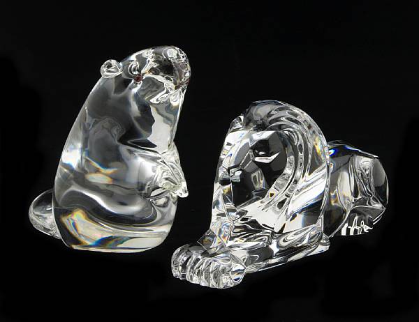 Appraisal: Two Steuben clear glass animal figures comprising a Lloyd Atkins