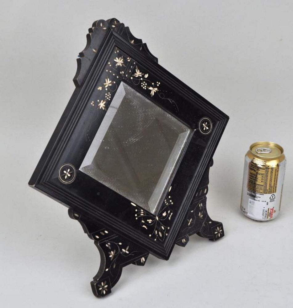 Appraisal: Inlaid Ebonized Victorian Mirror Frame Patented July th Desktop easel