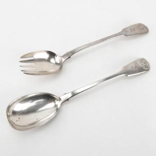 Appraisal: Antique Robert Pringle Sons Sterling Silver Salad Set Stamped with