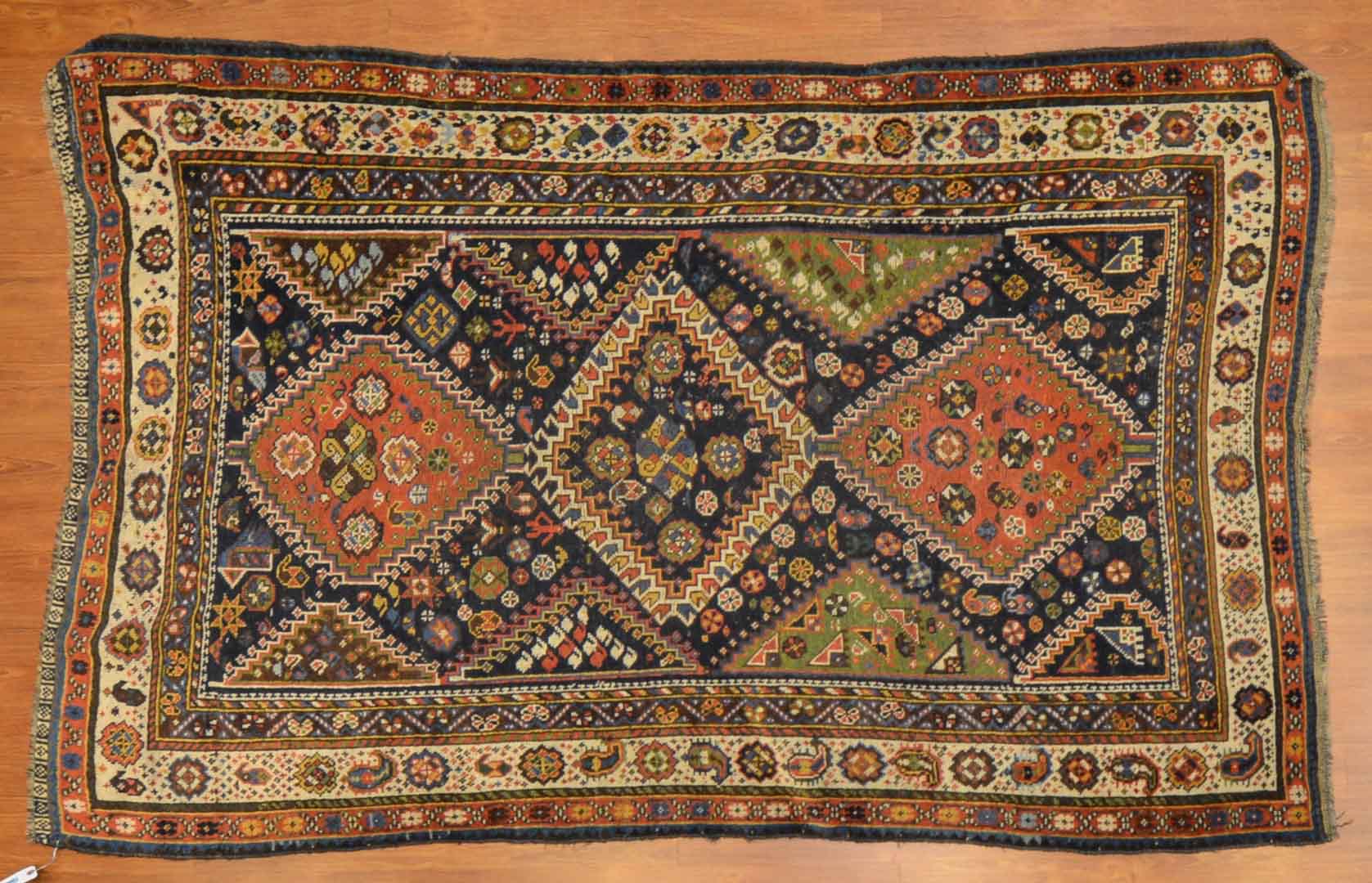 Appraisal: Antique Kashkai rug approx x Persia circa Condition Some wear