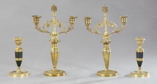 Appraisal: Two Pair of Bronze Candelabra th c one a pair