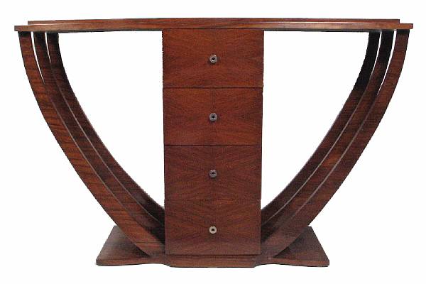 Appraisal: An Art Deco style four drawer console height in width