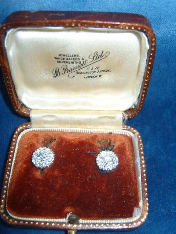 Appraisal: A pair of ladies earrings of circular form set with