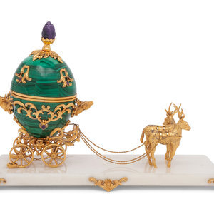 Appraisal: A Malachite Fantasy Coach in the Manner of Faberg th