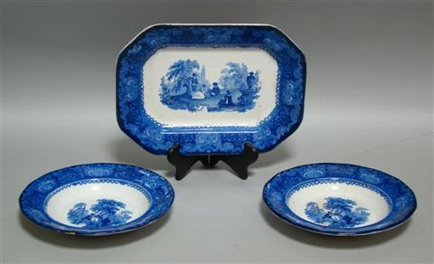 Appraisal: THREE ENGLISH BLUE AND WHITE TRANSFER PRINTED PLATES th century