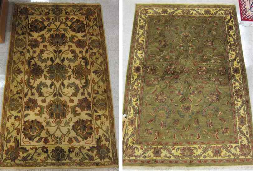 Appraisal: TWO HAND KNOTTED ORIENTAL AREA RUGS Indo-Persians overall floral design